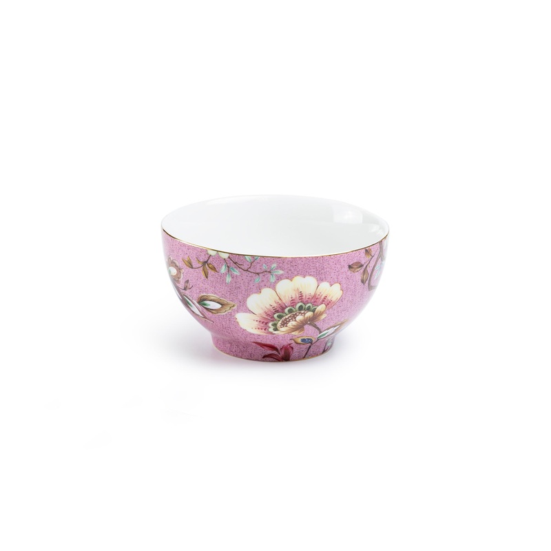 Peacock Lotus Garden Pink Fine Porcelain Bowl