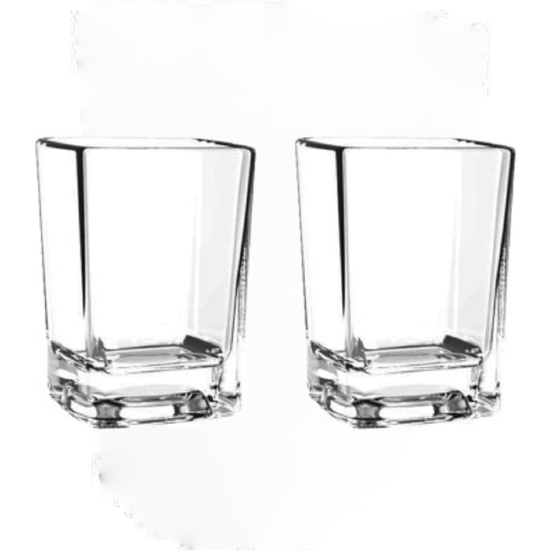 Square Shot Glass Polycarbonate with Heavy Base Clear Color Set of 2- Liquor Plastic Drinking Glass Clear Shot Glass Tequila Shots for Whiskey Tequila Vodka Espresso