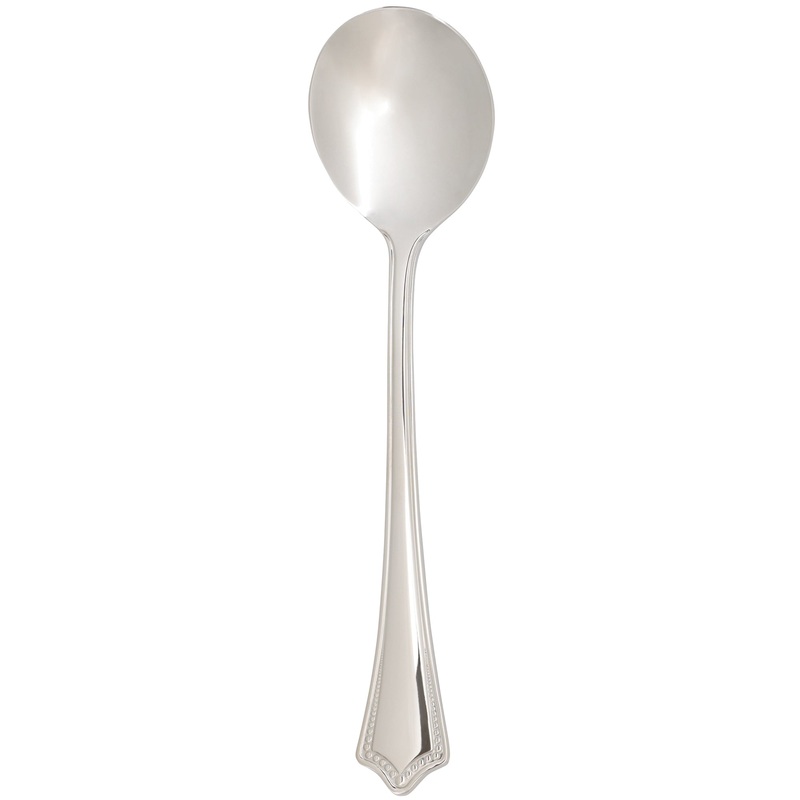 Arcoroc FK709 Amaryllis 7 1/8″ 18/0 Stainless Steel Solid Handle Heavy Weight Soup Spoon by Arc Cardinal – 12/Pack
