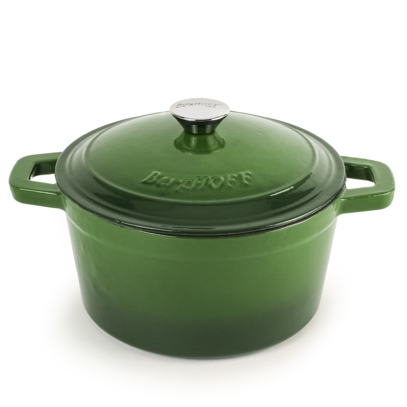 BergHOFF Neo Cast Iron 7qt. Round Dutch Oven 11″ with Lid, Green