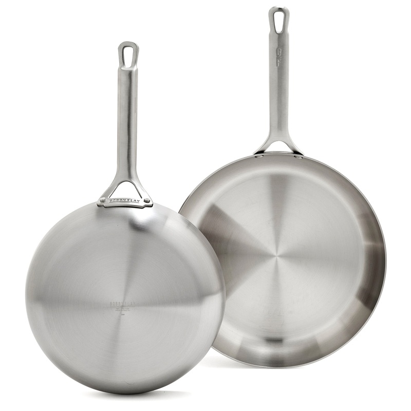 Bobby Flay by GreenPan Chef Series Uncoated Stainless Steel 10″ and 12″ Frypan Set