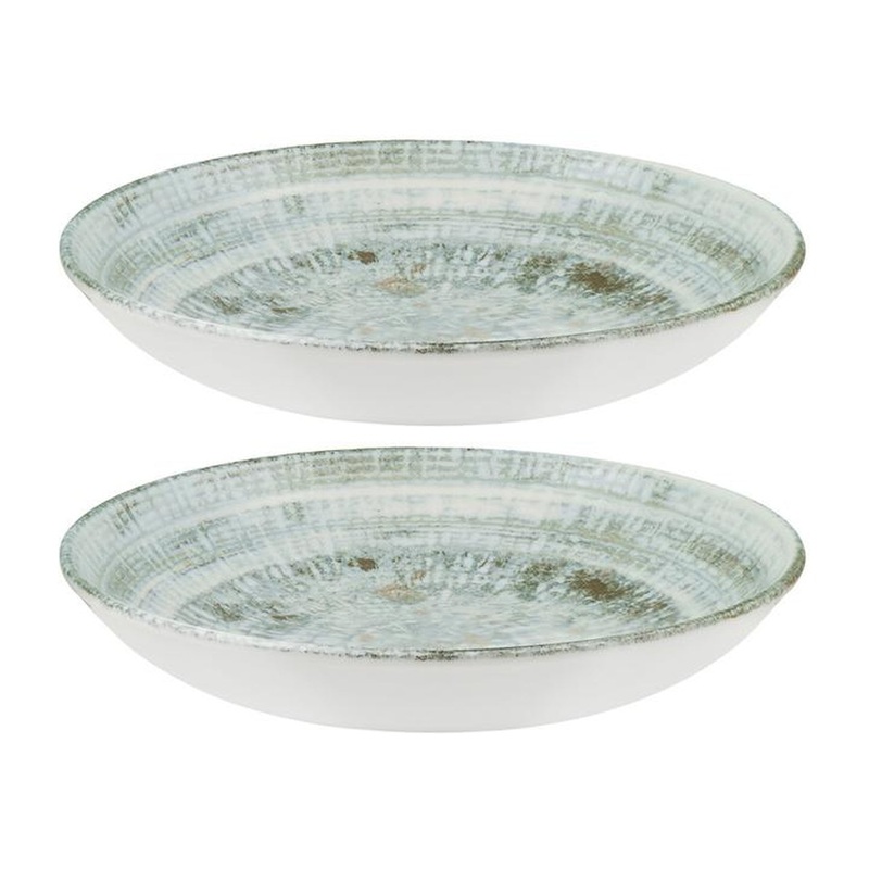 Odette dia.10″ h:2″ 44 oz. Round Decorated Porcelain Bowl (Set of 2)