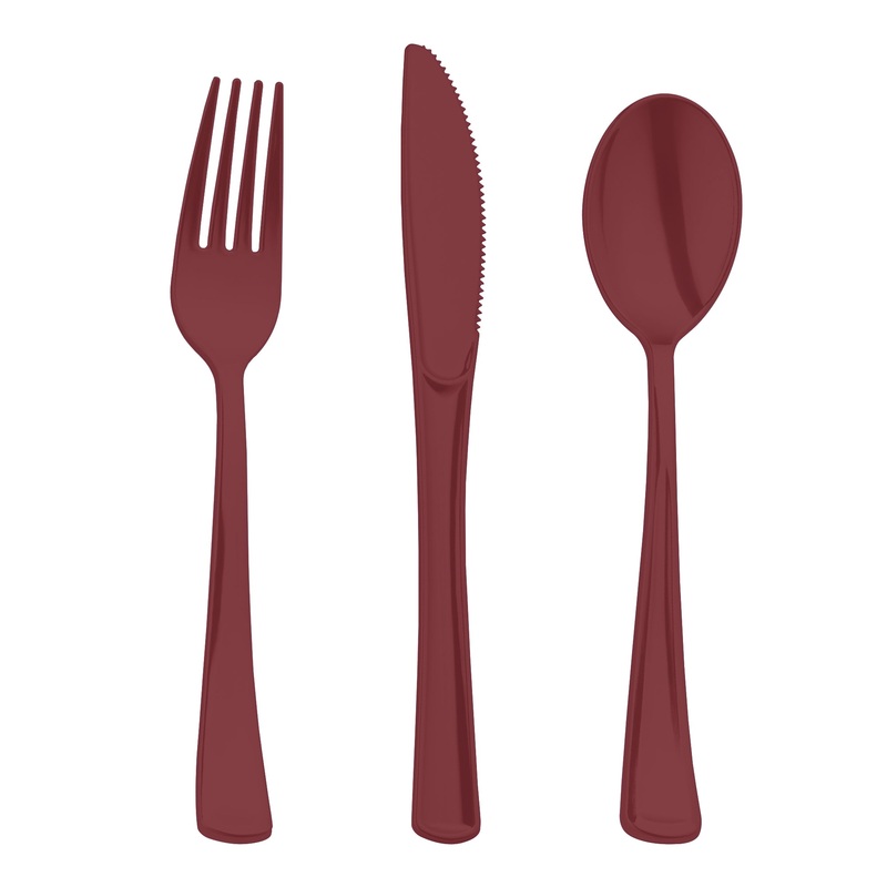 Red Disposable Plastic Party Cutlery Set