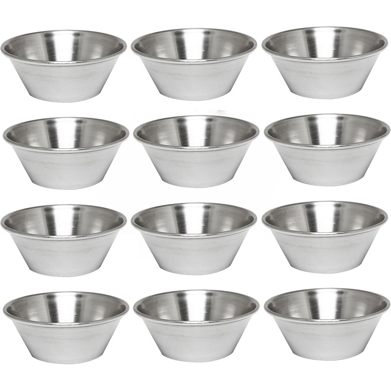 Stainless Steel Condiment Sauce Cups – Individual Round Condiments Cups Ramekins Dipping Sauce Cup Portion Dipping Sauce Kitchen Cups