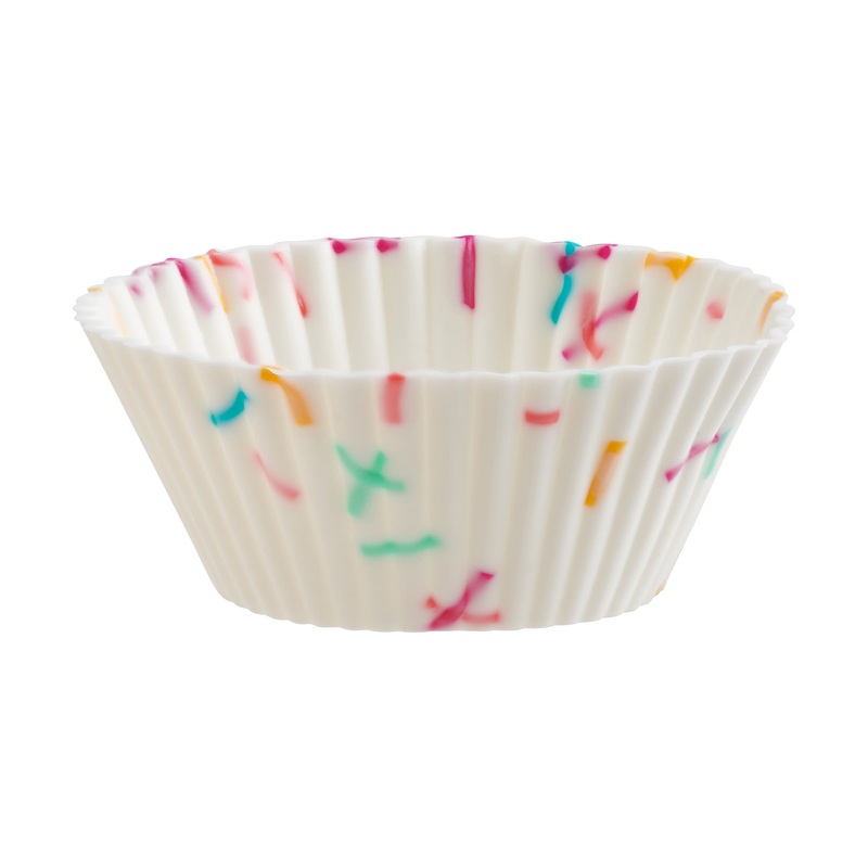 Trudeau Structure White Confetti Silicone Mini Muffin Baking Cups, Set of 24