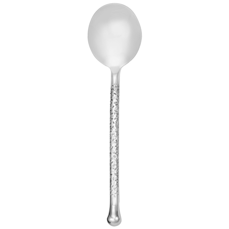 Walco 5812 Nouveaux Hammered 7 3/8″ 18/10 Stainless Steel Extra Heavy Weight Bouillon Spoon – 12/Pack