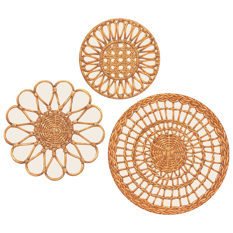 Hester & Cook Rattan Weave Serving Papers