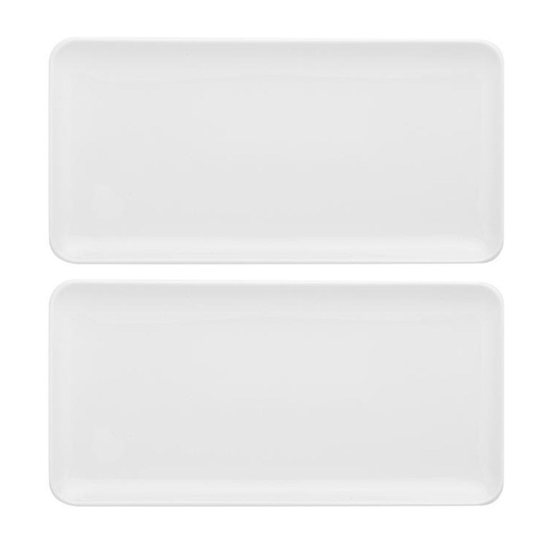 Porcelain Santa Monica 12.25″ x 6.25″ x h:1″ Rectangular White Porcelain Platter (Set of 2)
