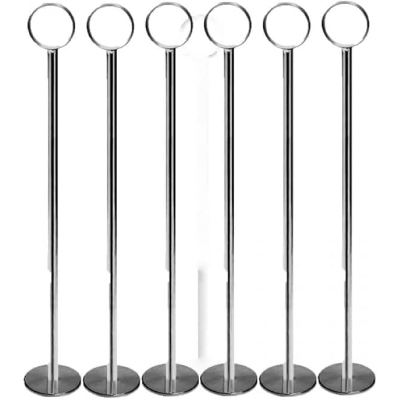 Ring Clip Table Card Holder Chrome Plated Set of 6 – Table Number Holders Place Card Holder Wire Picture Holder Small Size Table Card Holders for Photos Food Signs Weddings Restaurants Birthdays