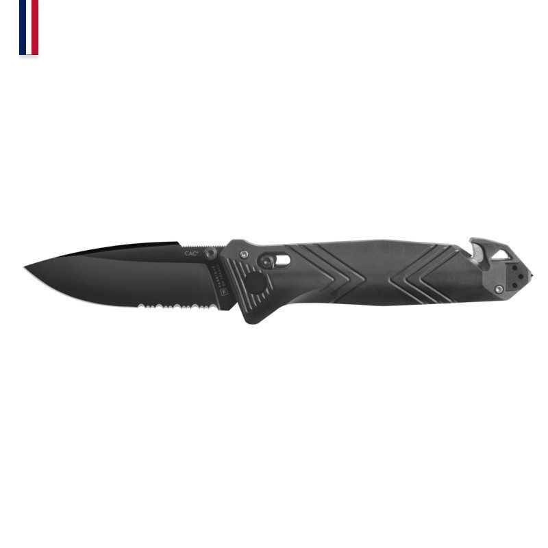 TB C.A.C. French Army Knife – PA6 Handle – Serrated – Black
