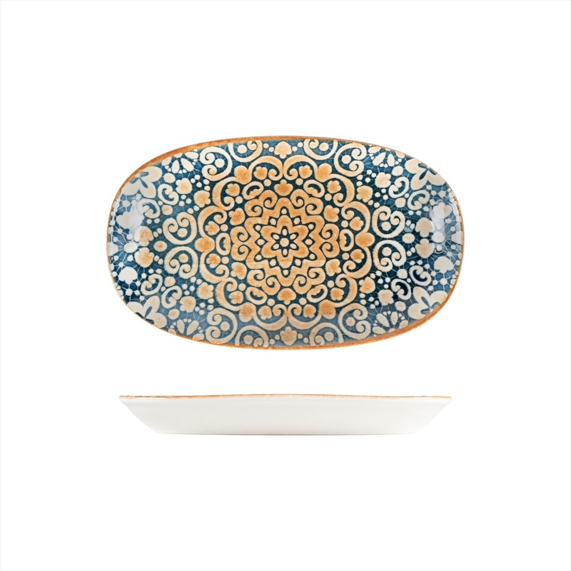 Alhambra 11.25″ x 6.75″ x h:1.25″ Oval Decorated Porcelain Platter
