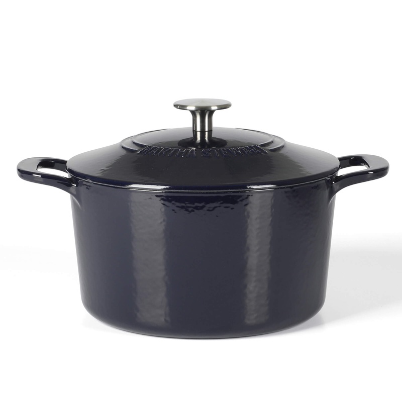 Martha Stewart Gatwick 4 Quart Enamel Cast Iron Dutch Oven – Navy Blue