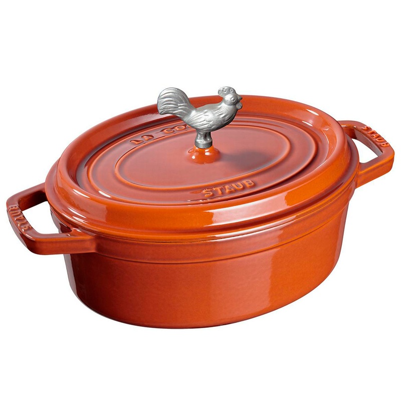 Staub Cast Iron Burnt Orange Coq au Vin Cocotte, 5.75-Quart