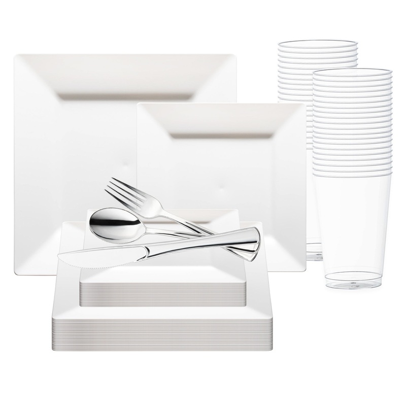 White Square Plastic Wedding Value Set