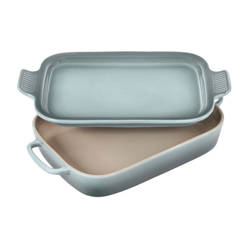 Le Creuset Rectangular Dish with Platter Lid – Sea Salt