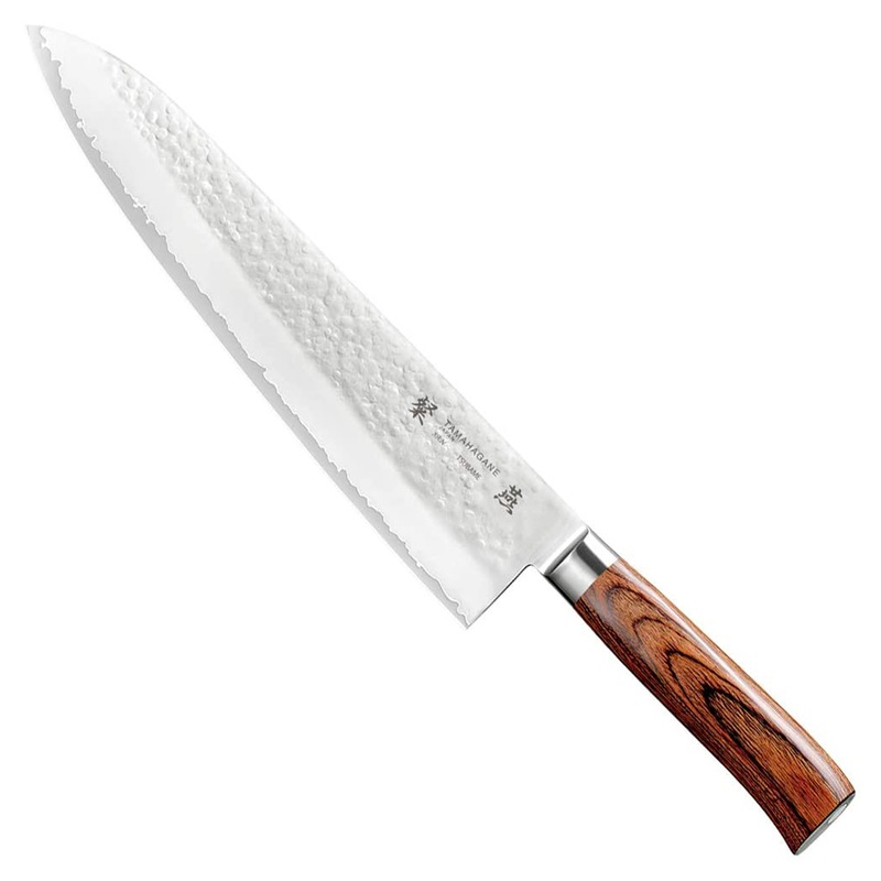 Tamahagane San Tsubame 3-ply Special Steel Chef’s Knife with Brown Pakkawood Handle, 10.5-Inches