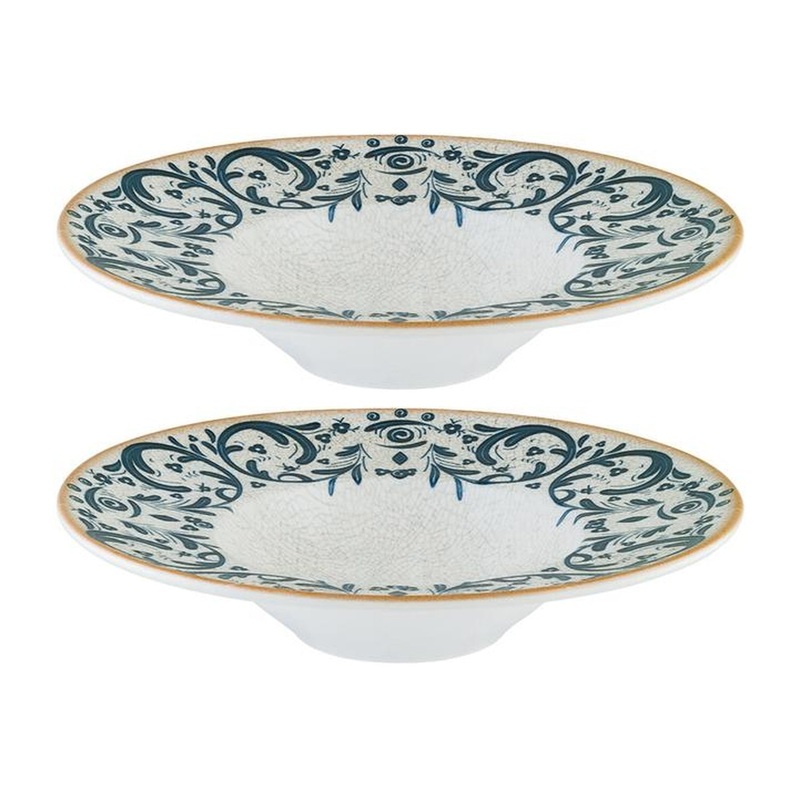 Viento dia.11″ h:2.5″ 14 oz. Round Decorated Porcelain Bowl (Set of 2)