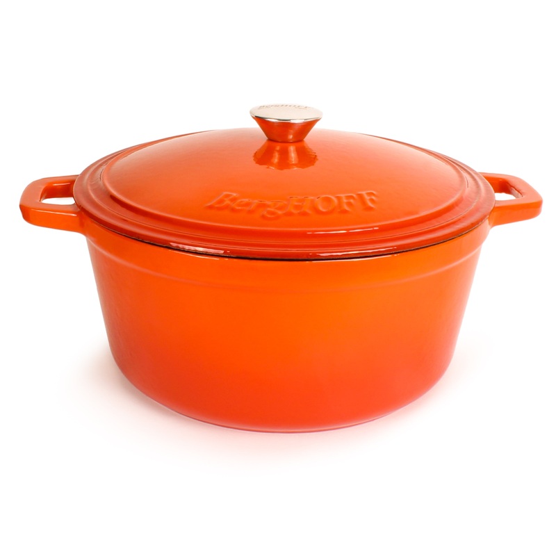 BergHOFF Neo Cast Iron 7qt. Round Dutch Oven 11″ with Lid, Orange