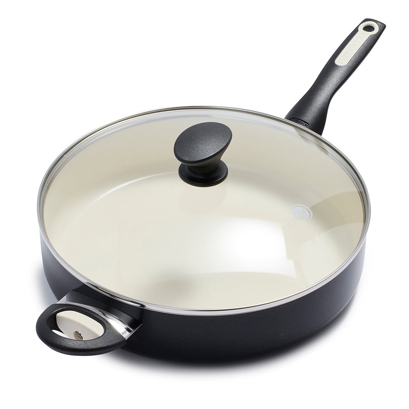 Rio Ceramic Nonstick 5-Quart Saut Pan with Lid | Black