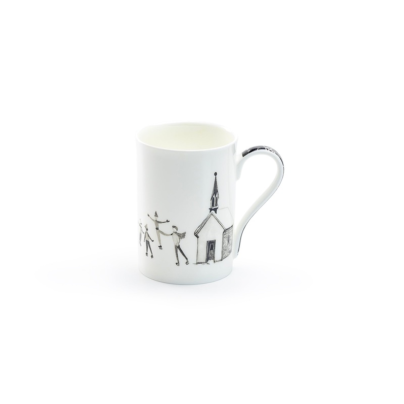 Winter Wonderland Ski Village Bone China Mug