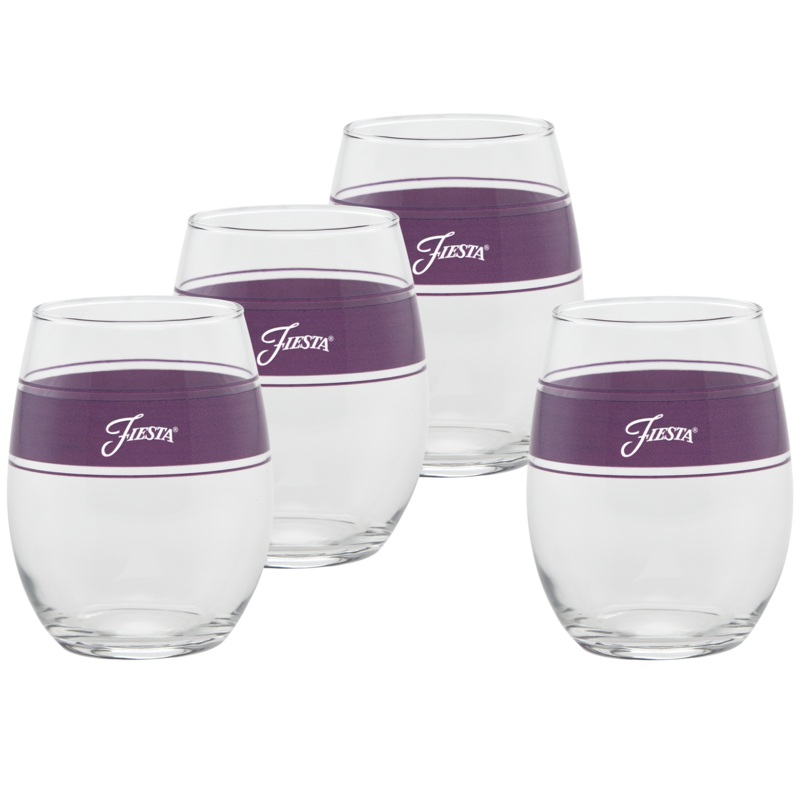 15 oz. Fiesta Frame Stemless Wine Mulberry  Set of 4