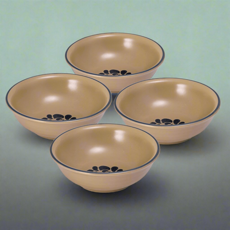 Folk Art Set of 4 Soup Cereal Bowls