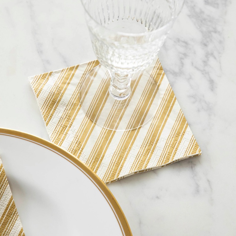 Hester & Cook Gold Peppermint Stripe Napkins