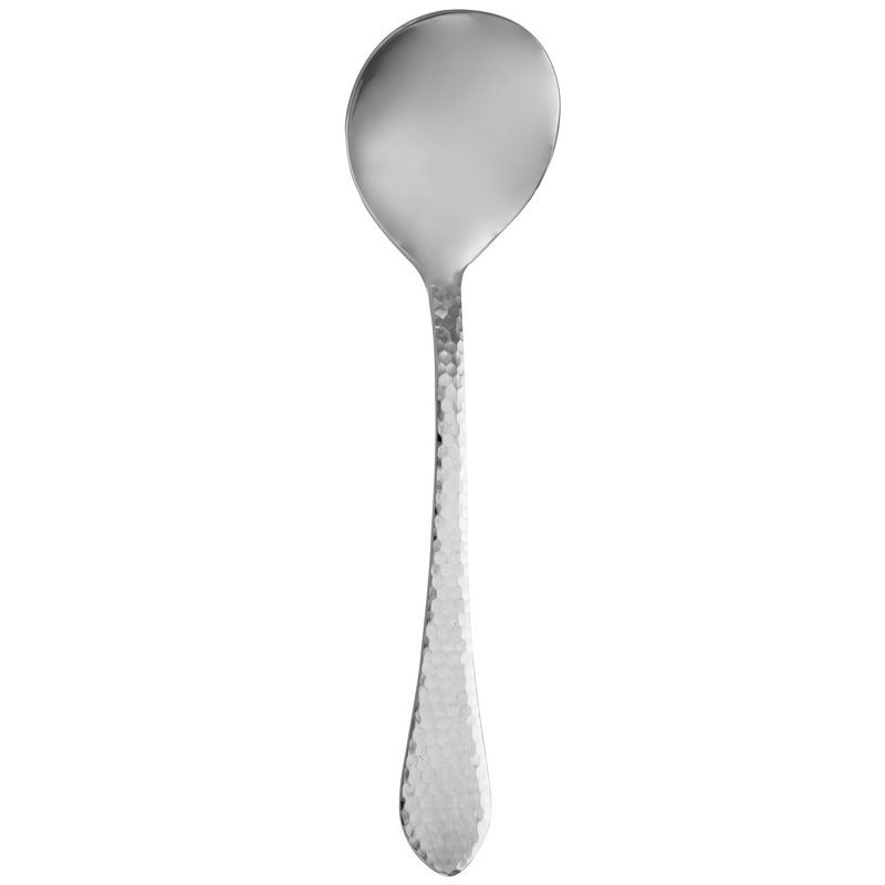 Walco IR015 Ironstone 9 1/2″ 18/10 Stainless Steel Extra Heavy Weight Hammered Serving Spoon