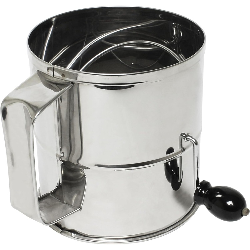 8 Cup Stainless Steel Flour Sifter with Four Wire agitator to sift flour Mirror finish – Mesh Baking Sifter Quick Sifting Flour Sifter Crank Sifter Flour for Baking Cakes and Spices