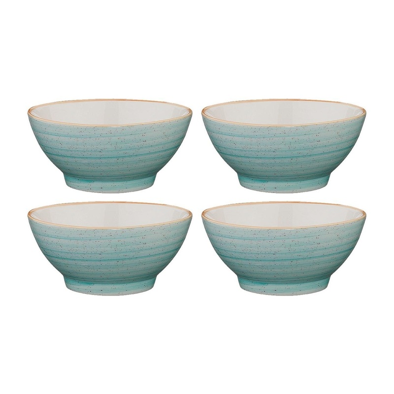 Aqua dia.4.75″ h:2.25″ 10 oz. Round Blue Porcelain Bowl (Set of 4)