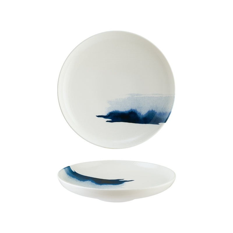 Blue Wave dia.10.75″ h:2.25″ Round Decorated Porcelain Deep Plate
