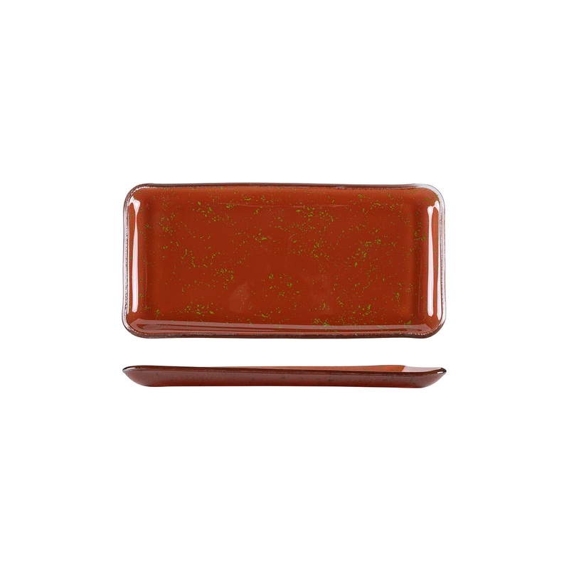 Glass Dinnerware 12.25″ x 6″ x h:1″ Rectangular Paprika Glass Platter