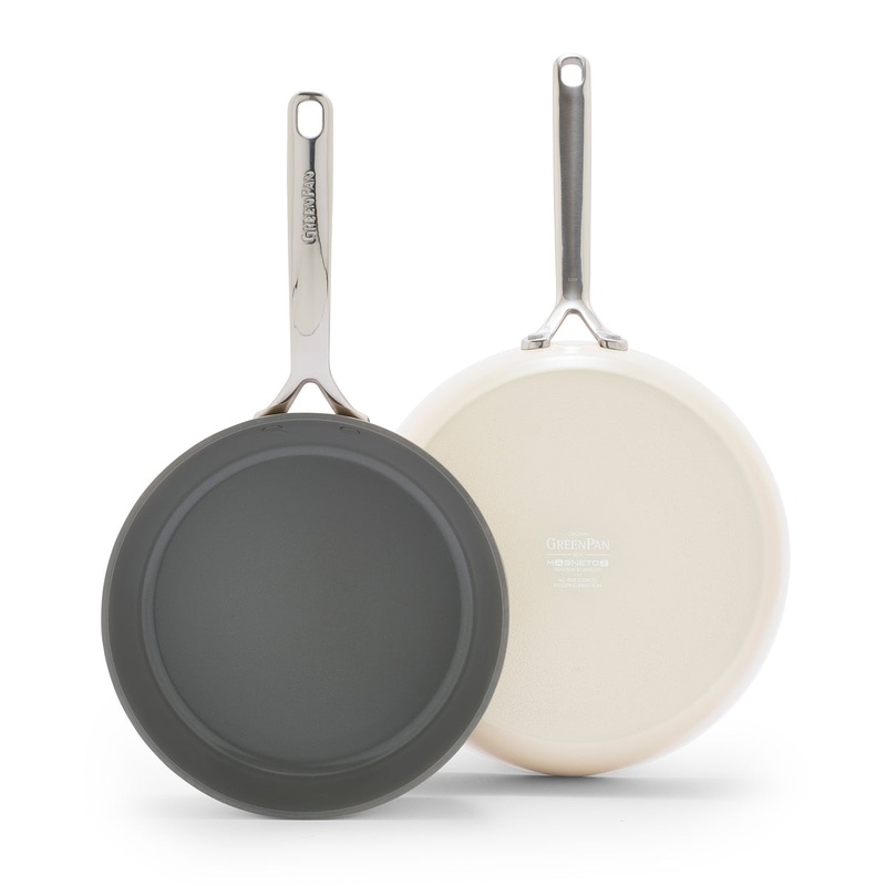GP5 Colors Ceramic Nonstick 9.5″ and 11″ Frypan Set with Mirror Handles | Cloud Cream