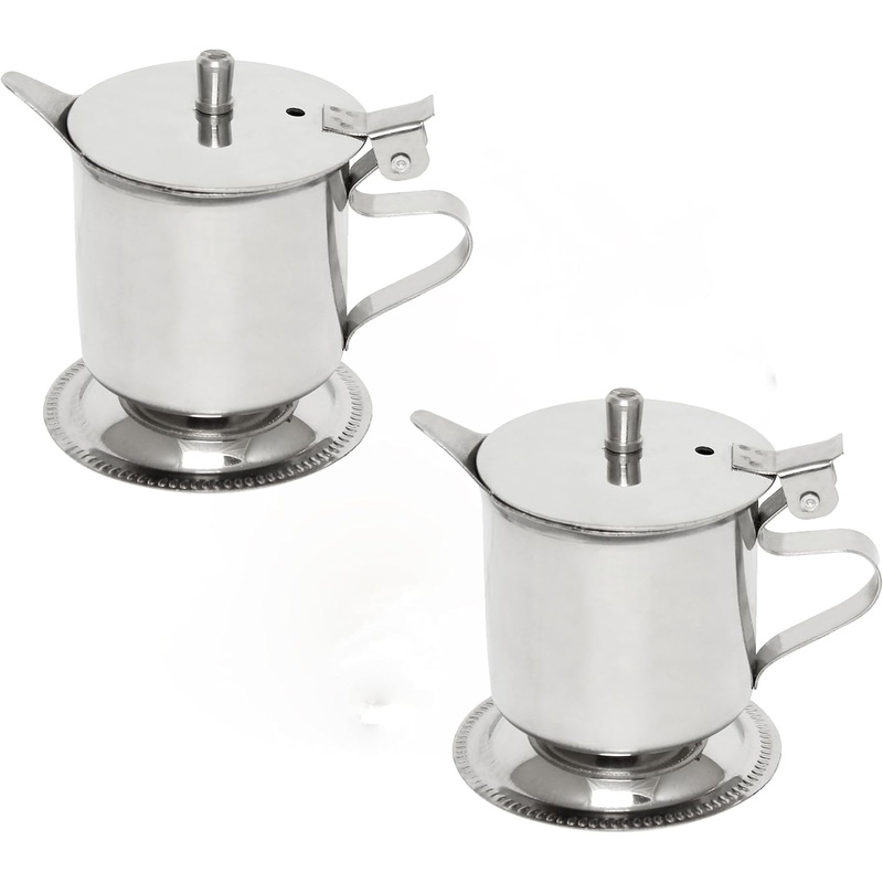 5 oz Stainless Steel Footed Creamer Set of 2- for Serving Milk Coffee Cream Maple Syrup Sugar Espresso Machine Milk Pitcher Creamer Pitcher for Restaurant Cafes Home
