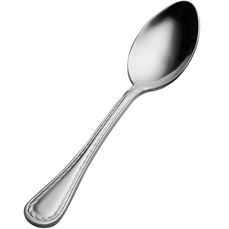 Bon Chef S403 Amore 7 1/4″ 18/10 Extra Heavy Weight Stainless Steel Soup / Dessert Spoon – 12/Pack