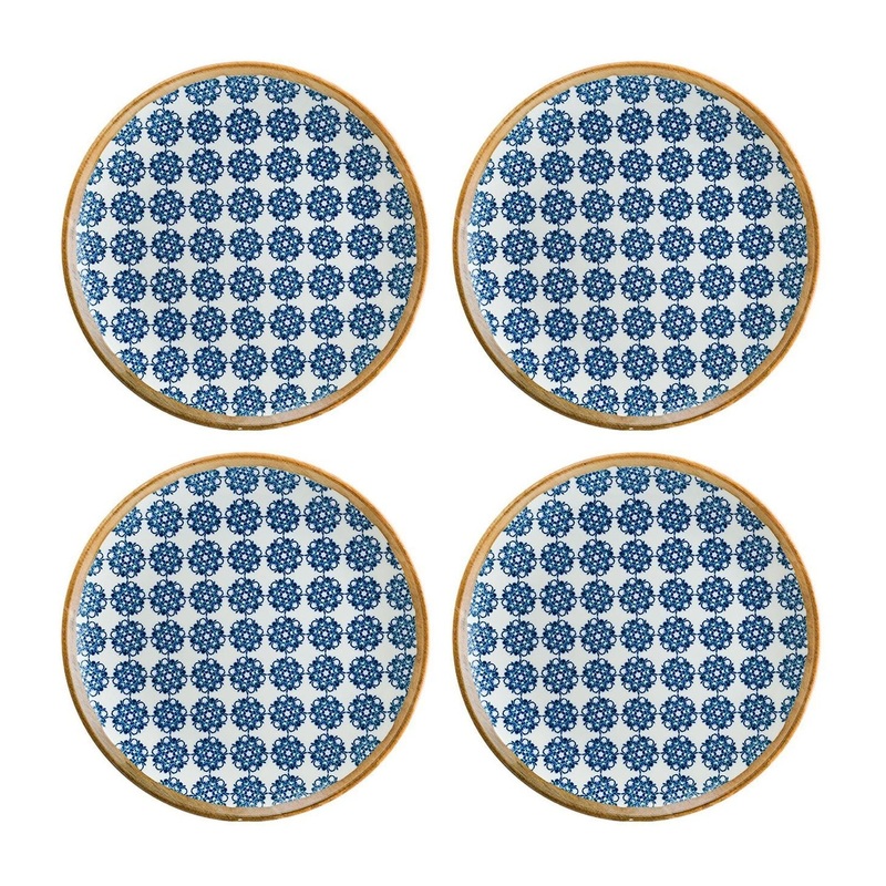 Calif dia.7.5″ Round Decorated Porcelain Plate (Set of 4)
