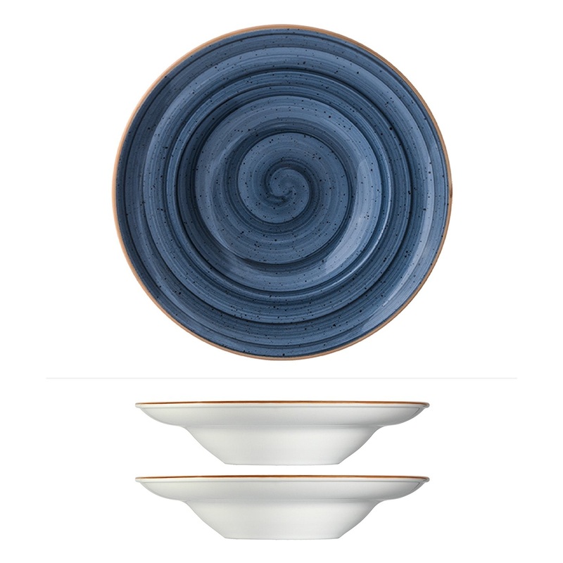 Dusk dia.11.75″ h:2.5″ 19 oz. Round Blue Porcelain Bowl (Set of 2)