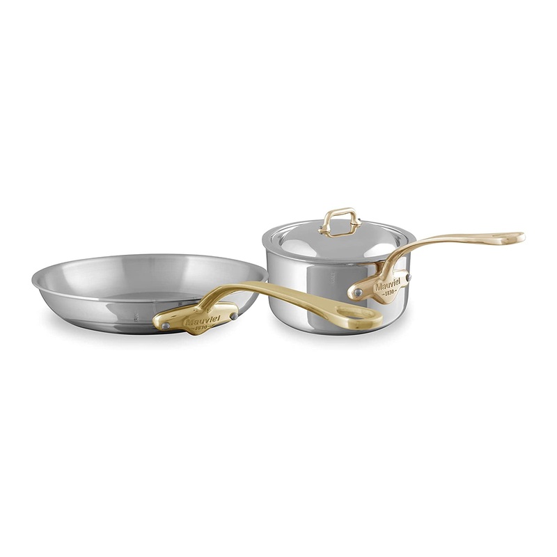 Mauviel M’COOK B 5-Ply Polished Stainless Steel Sauce Pan With Lid 3.4-qt and Frying Pan 10.2-in Bundle