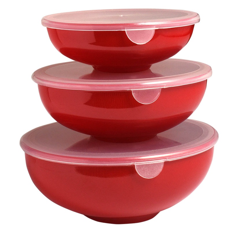 Nesting Prep Bowls with Lids, Set of 3, Multiple Colors