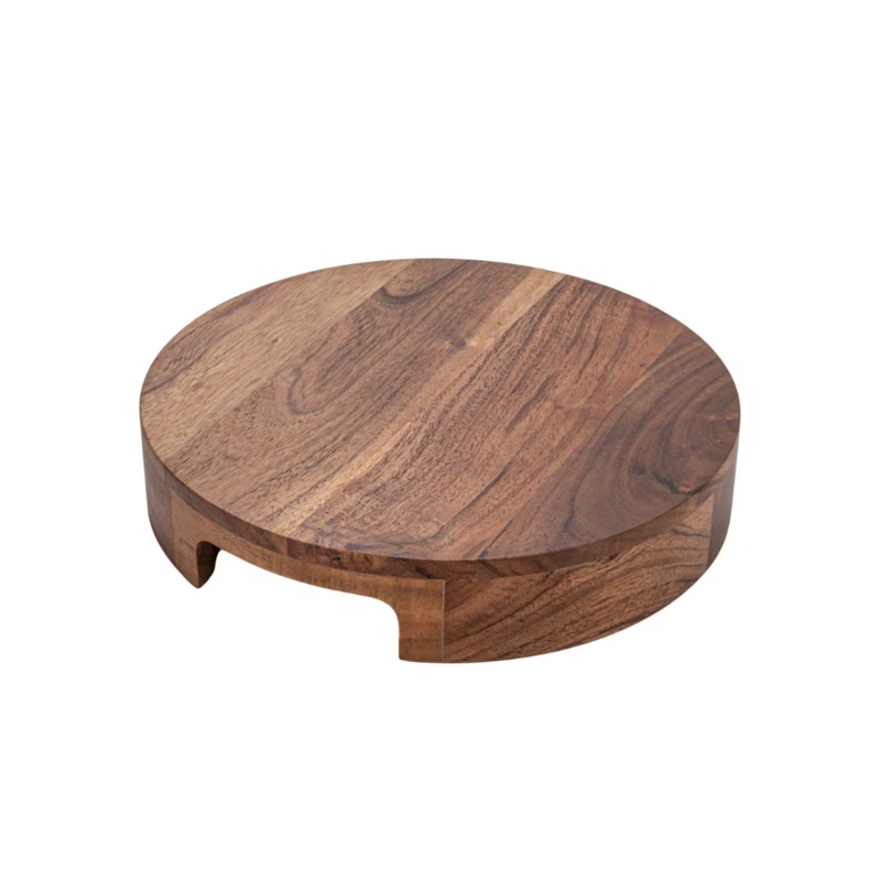 Pedestal with Handles – Acacia Wood (10″)