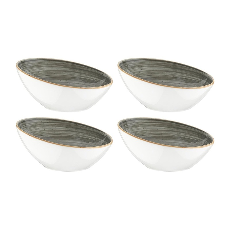 Space dia.6.5″ h:3″ 12 oz. Round Grey Porcelain Bowl (Set of 4)