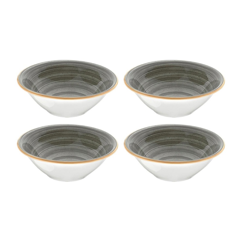 Space dia.7″ h:2.5″ 23 oz. Round Grey Porcelain Bowl (Set of 4)