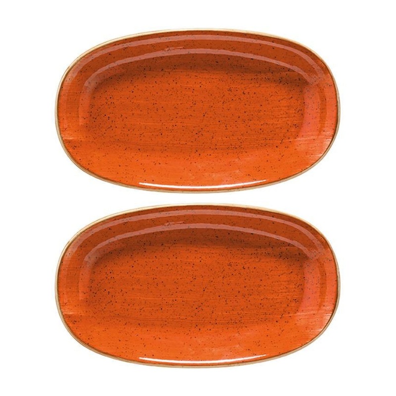 Terracota 6″ x 3.5″ x h:0.75″ Oval Terracotta Porcelain Platter (Set of 2)