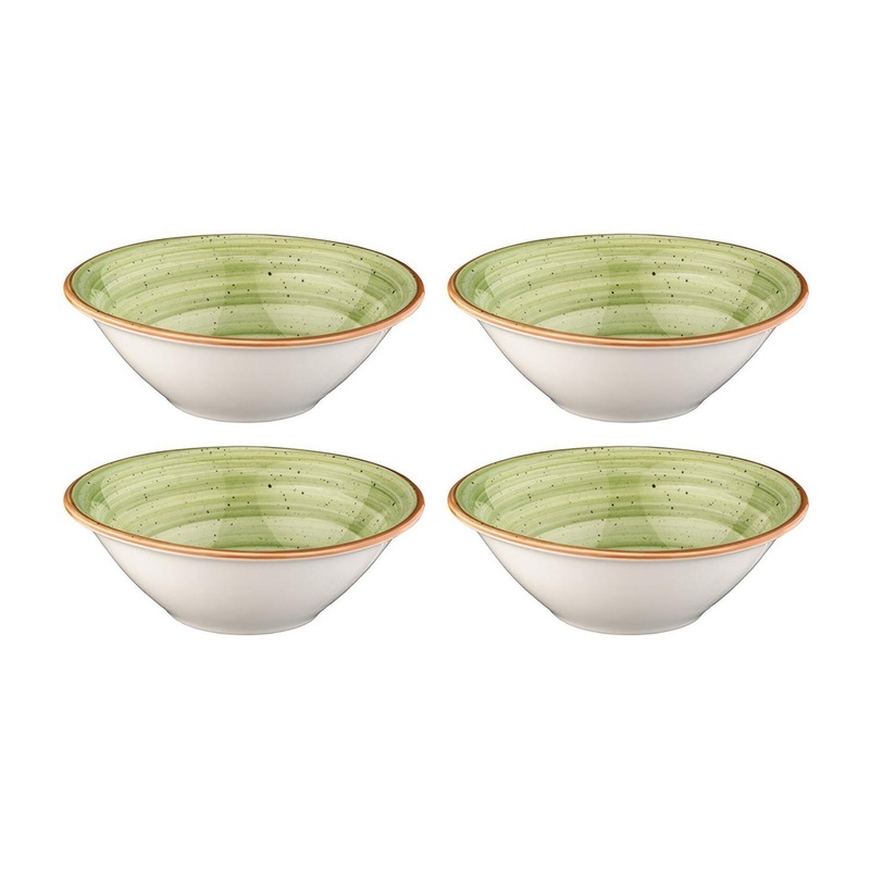 Therapy dia.6.25″ h:2″ 13 oz. Round Green Porcelain Bowl (Set of 4)