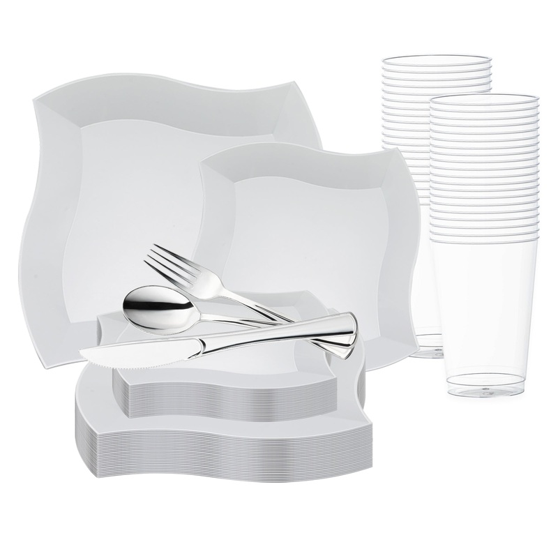 White Wave Plastic Wedding Value Set