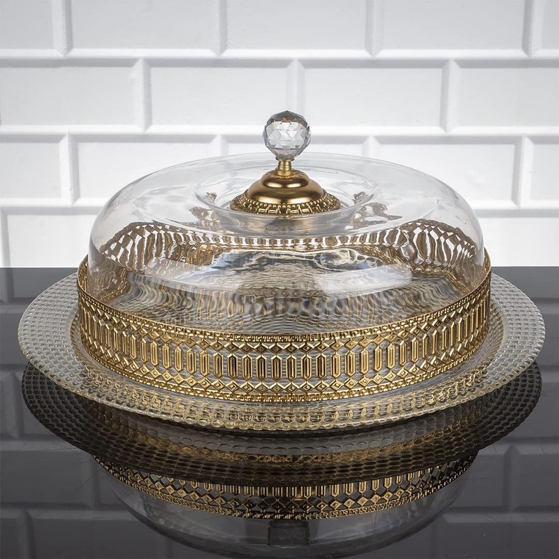 Handmade Cake Stand with Dome, Round Cake Holder with Cover, 13 in