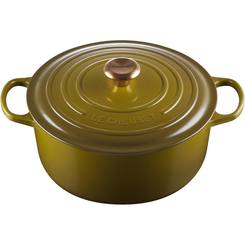 Le Creuset 7 1/4 Qt. Signature Round Dutch Oven w/Gold Knob – Olive