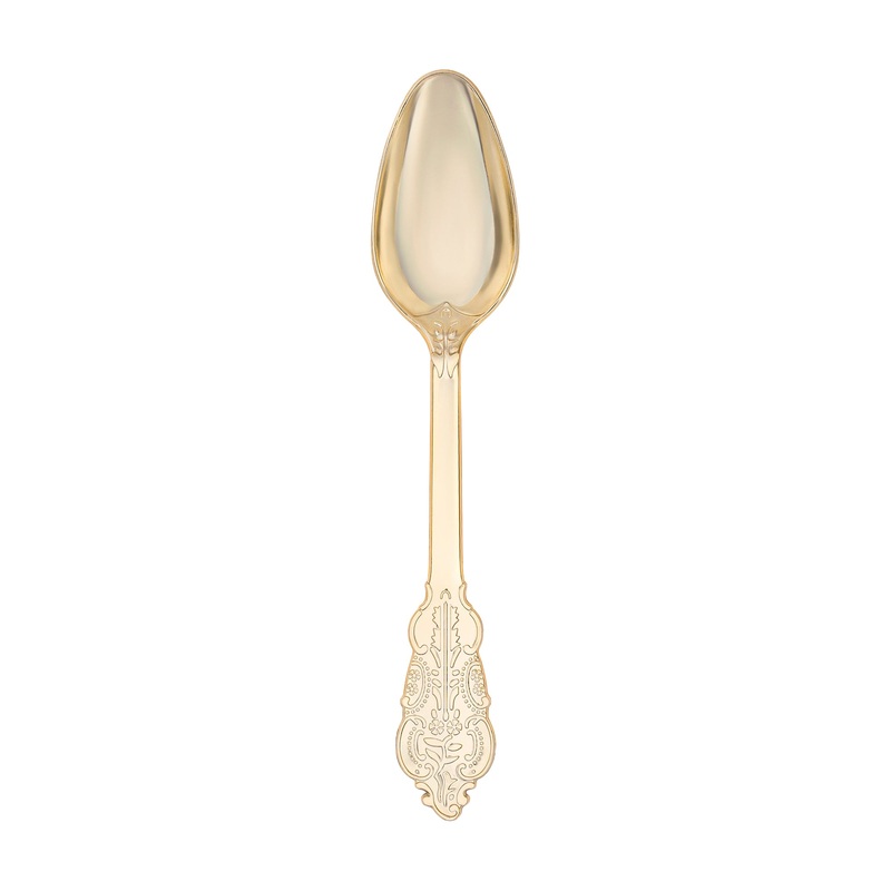 Shiny Metallic Gold Baroque Plastic Cutlery Set – 24 Spoons, 24 Forks and 24 Knives