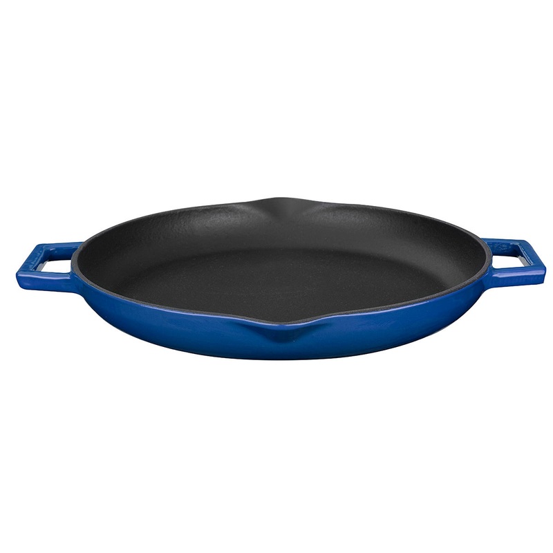 Cast Iron dia.11.75″ h:2″ 3 qt. Round Blue Cast Iron Pan