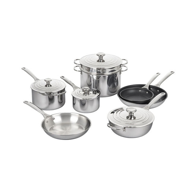 Le Creuset – Signature Stainless Steel 12-Piece Cookware Set